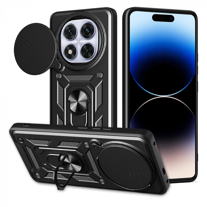 Xiaomi Redmi Note 14 Pro Plus Kılıf Magnetik Standlı Kamera Korumalı Zore Sürgülü Vega Kapak