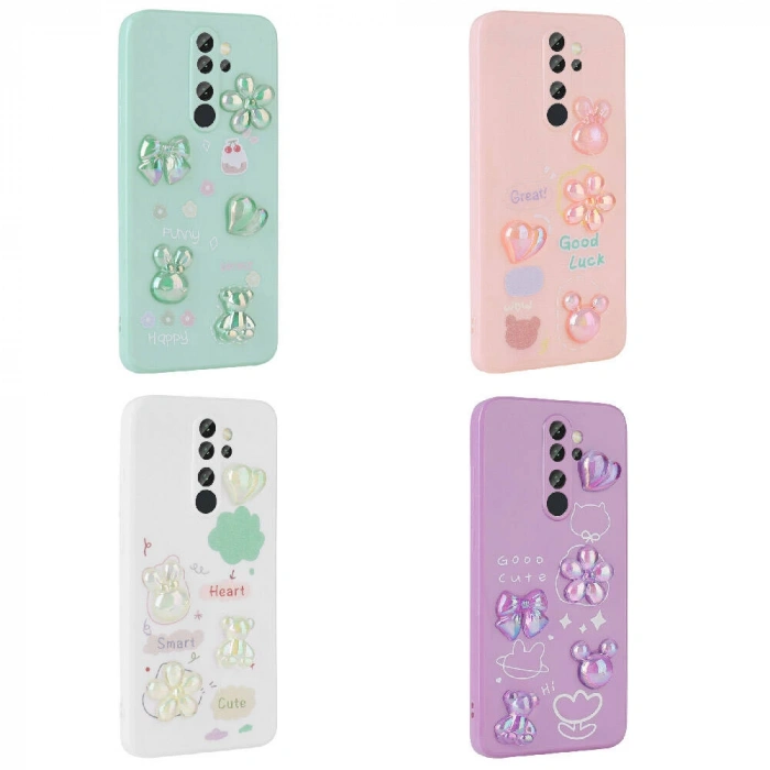 Xiaomi Redmi Note 8 Pro Kılıf Kabartma Figürlü Parlak Zore Toys Silikon Kapak