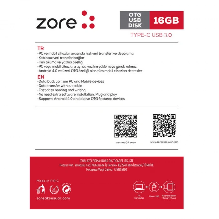 Zore 3.0 Type-C Metal OTG 16 GB