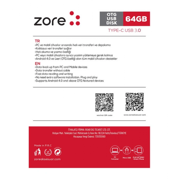 Zore 3.0 Type-C Metal OTG 64 GB