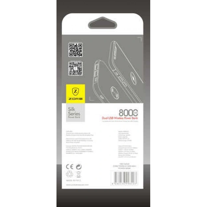 Zore 8000 Mah Powerbank Wireless Şarj
