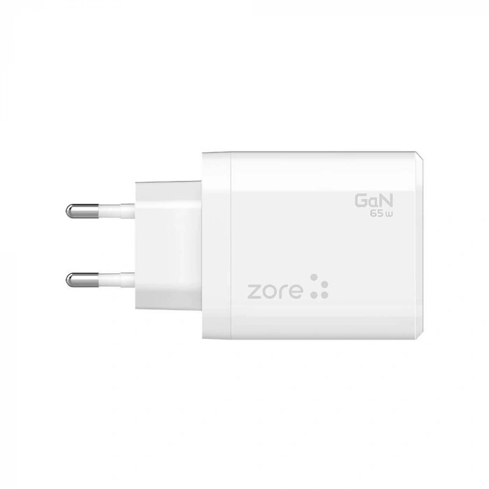 Zore Always-01 GaN Tech Type-C PD4.0 USB-A QC3.0 Hızlı Şarj Özellikli Seyahat Şarj Başlığı 65W