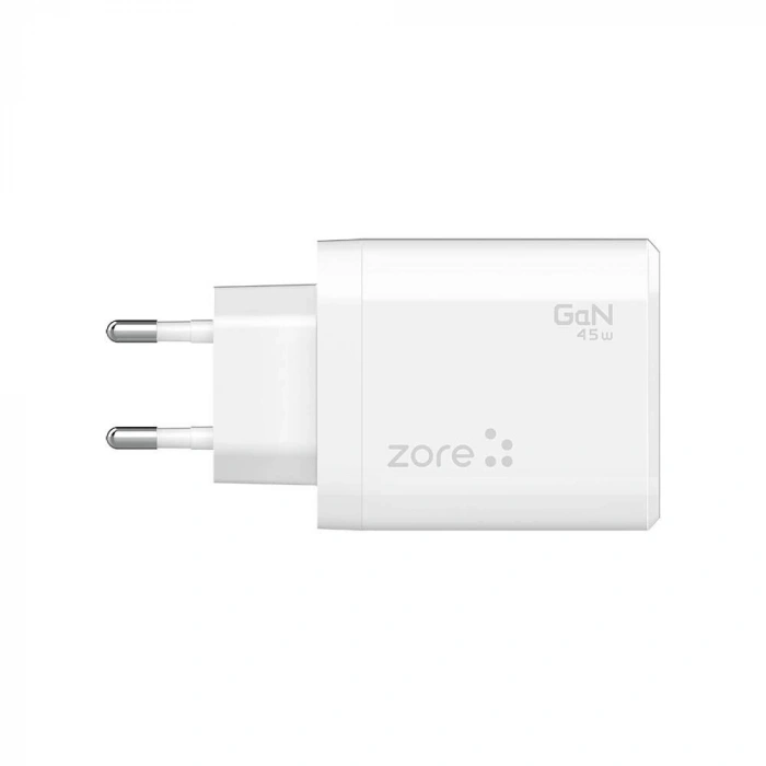Zore Always-02 GaN Tech Type-C PD4.0 USB-A QC3.0 Hızlı Şarj Özellikli Seyahat Şarj Başlığı 45W