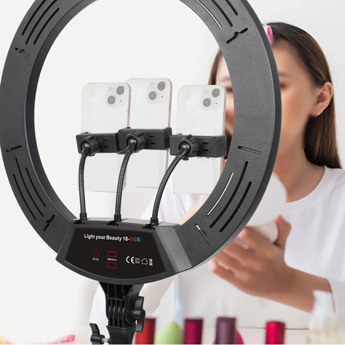 Zore LJJ22 RGB Light 56cm Işıklı Telefon Tutucu Ring Light