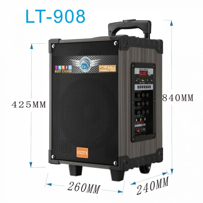 Zore LT-908 Dijital LED Göstergeli FM Radyolu Mikrofonlu TWS 8 inç Stereo Bass Kablosuz Karaoke Hoparlör