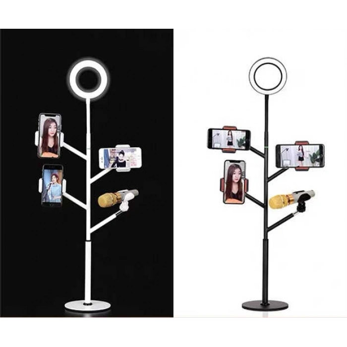 Zore Professional Live Stream Işıklı Telefon Tutucu Ring Light
