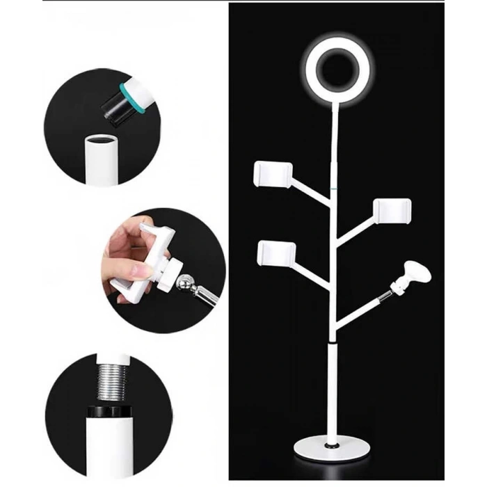 Zore Professional Live Stream Işıklı Telefon Tutucu Ring Light