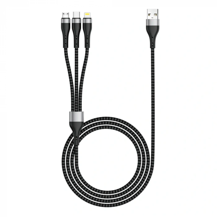 Zore ZR-43 3in1 USB-A to Lightning – Type-C – Micro Şarj ve Data Kablosu 20W 1.5M