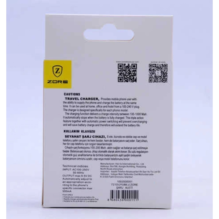 Zore ZR-7210 Uyumlu Ev Şarj Aleti