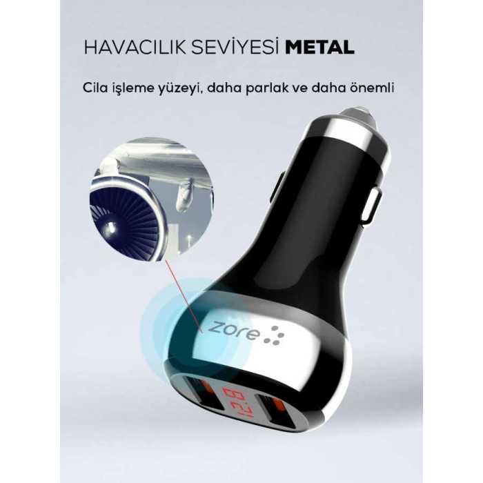 Zore ZR-C2 Type-C 2 in 1 Araç Şarj Seti