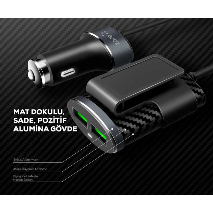 Zore ZR-C502 2+2 Araç Şarj Seti