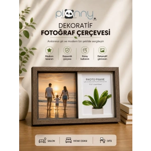 Pionny 2 Fotoğraflı Büyük Boy Çift Sürgülü Dekoratif Ahşap Çerçeve 13x18 cm – Koyu Kahve