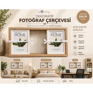 Pionny 3 Fotoğraflı Büyük Boy Sürgülü Dekoratif Ahşap Çerçeve 13x18 cm – Açık Kahve Meşe