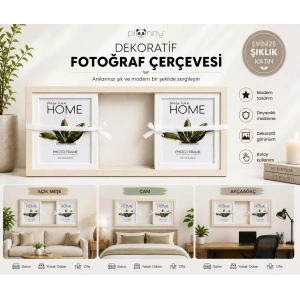 Pionny 3 Fotoğraflı Büyük Boy Sürgülü Dekoratif Ahşap Çerçeve 13x18 cm – Açık Kahve Çam