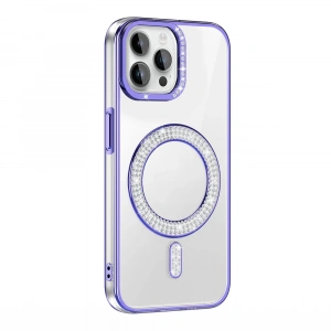 Apple iPhone 12 Pro Kılıf Pırlanta Taş Tasarımlı M-safe Şarj Özellikli Zore Karetta Silikon Kapak