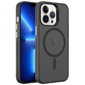 Apple iPhone 13 Pro Max Kılıf Zore M-safe Şarj Özellikli Buzlu Transparan C-Pro Sert Kapak