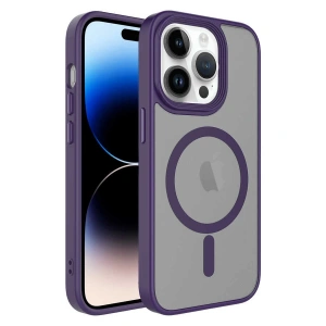 Apple iPhone 14 Pro Kılıf Mat Arka Yüzey Wireless Şarj Özellikli Zore Flet M-safe Kapak