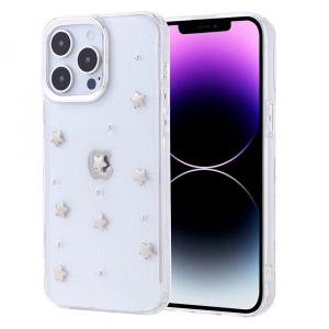 Apple iPhone 14 Pro Max Kılıf Airbag Tasarımlı Simli Şeffaf Zore Kutup Kapak