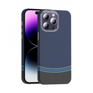 Apple iPhone 14 Pro Max Kılıf M-safe Şarj Özellikli Karbon Fiber Görünümlü Zore Gros Kapak