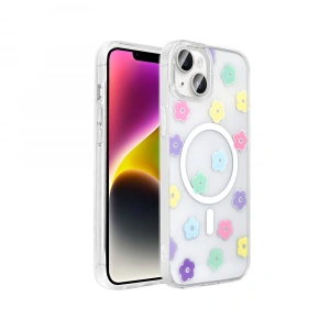 Apple iPhone 15 Plus Kılıf M-Safe Şarj Özellikli Şeffaf Zore Folk Sert Kapak