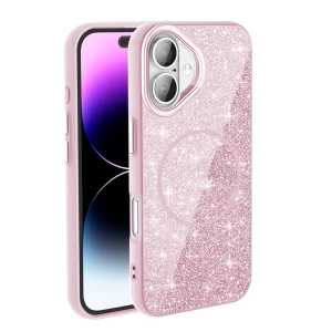 Apple iPhone 16 Kılıf M-safe Şarj Özellikli Parlayan Simli Zore Okso Kapak