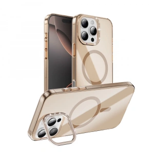 Apple iPhone 16 Pro Kılıf M-safe Şarj Özellikli Kamera Standlı Zore Estop Kapak