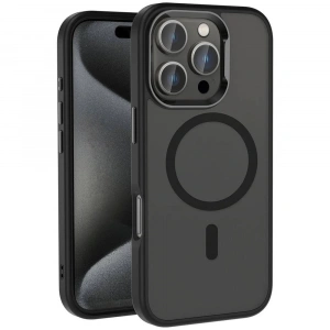 Apple iPhone 16 Pro Kılıf M-safe Şarj Özellikli Parlak Kamera Çerçeveli Zore Kost Kapak