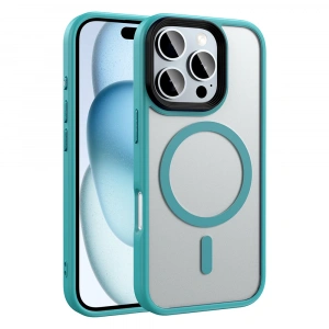 Apple iPhone 16 Pro Kılıf Mat Arka Yüzey Wireless Şarj Özellikli Zore Flet M-safe Kapak