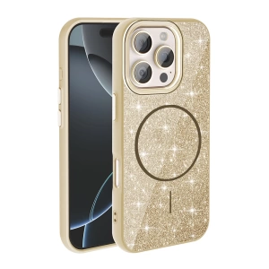 Apple iPhone 16 Pro Max Kılıf M-safe Şarj Özellikli Parlayan Simli Zore Okso Kapak