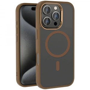 Apple iPhone 16 Pro Max Kılıf M-safe Şarj Özellikli Parlak Kamera Çerçeveli Zore Kost Kapak