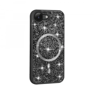 Apple iPhone 16E Kılıf Pırlanta Tasarımlı M-safe Şarj Özellikli Zore Mozaik Silikon Kapak