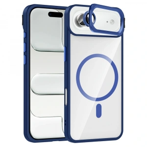 Apple iPhone 17 Air Kılıf Standlı ve Kamera Lens Hediyeli M-Safe Şarj Özellikli Zore Etro Kapak