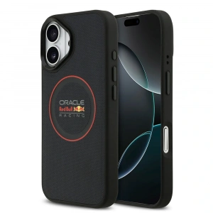 Apple iPhone 17 Kılıf Redbull Orjinal Lisanslı M-safe Şarj Özellikli Kırmızı Halka ve Logo Kabartmalı PU Deri Kapak