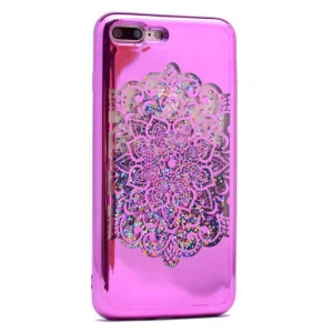 Apple iPhone 5 Kılıf Zore Lazer Çiçekli Sıvılı Silikon