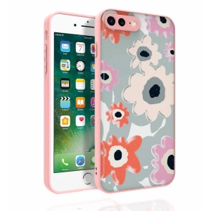 Apple iPhone 7 Plus Kılıf Desenli Kamera Korumalı Parlak Zore Nora Kapak