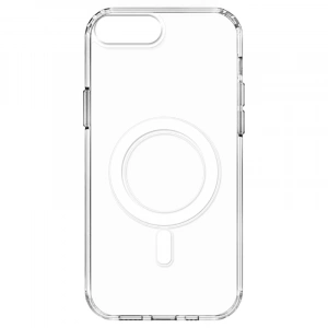 Apple iPhone 8 Plus Kılıf M-safe Şarj Özellikli Şeffaf Sert PC Zore Embos Kapak