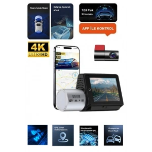 DAIVIN A6M 4k Qhd Wifi Adas 170° Ultra Geniş Açılı Gece Görüşlü Ön ve Arka Araç İçi Kamera