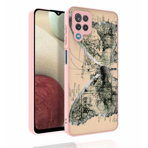 Galaxy A12 Kılıf Desenli Kamera Korumalı Parlak Zore Nora Kapak