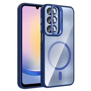 Galaxy A56 Kılıf Standlı ve Kamera Lens Hediyeli M-Safe Şarj Özellikli Zore Etro Kapak
