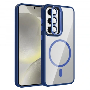 Galaxy S24 FE Kılıf Standlı ve Kamera Lens Hediyeli M-Safe Şarj Özellikli Zore Etro Kapak