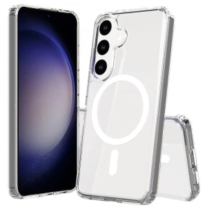 Galaxy S25 Plus Kılıf M-safe Şarj Özellikli Şeffaf Sert PC Zore Embos Kapak