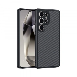 Galaxy S25 Ultra Kılıf M-safe Şarj Özellikli Karbon Fiber Tasarımlı Zore Elnino Kapak