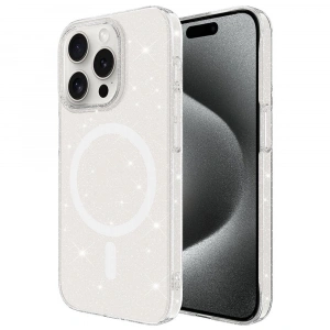 iPhone 15 Pro Max Kılıf Zore M-safe Şarj Özellikli Simli Şeffaf Arka Yüzey Erdos Silikon Kapak