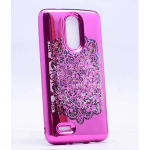 LG K10 2017 Kılıf Zore Lazer Çiçekli Sıvılı Silikon