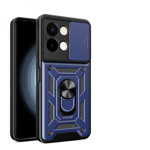 Vivo Y28 Kılıf Magnetik Standlı Kamera Korumalı Zore Sürgülü Vega Kapak