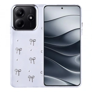 Xiaomi Redmi Note 14 4G Kılıf Airbag Tasarımlı Simli Şeffaf Zore Kutup Kapak