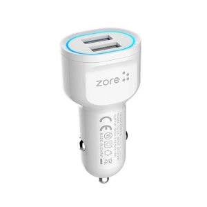 Zore CC-01 Hızlı Şarj Özellikli LED Işıklı Dual USB Araç Şarj Başlığı 18W