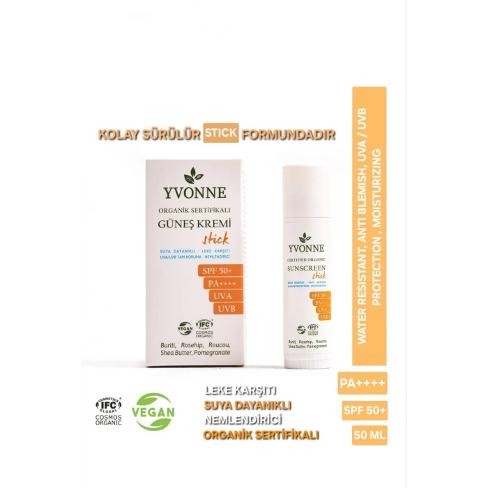 YVONNE Organic Stick Güneş Kremi 15 ml