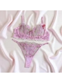 Flower Bralet Takım -Pembe (Büyük Beden)