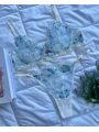 Flower Bralet Takım - Beyaz Mavi (Büyük Beden)